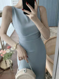 Cifeeo-New Women Summer Fashion Spaghetti Strap Sleeveless Sexy Dress Female Elegant Evening Midi Dress