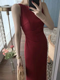 Cifeeo-New Women Summer Fashion Spaghetti Strap Sleeveless Sexy Dress Female Elegant Evening Midi Dress