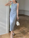 Cifeeo-2024 Elegant Women Dress Sexy Sleeveless Female Harajuku Party Midi Dress Casual Sundress Vestidos Mujer