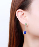 CIFEEO- Sterling Silver Gem Stone Drop Earrings