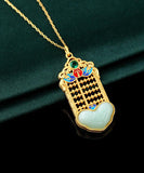 CIFEEO- Unique Gold Copper Overgild Enamel Jade Pendant Necklace KX1067