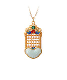 CIFEEO- Unique Gold Copper Overgild Enamel Jade Pendant Necklace KX1067