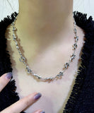 CIFEEO- Unique Silk Sterling Silver Hollow Out Auspicious Clouds Necklace KX1047