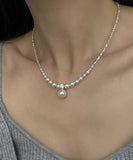 CIFEEO- Unique White Pearl Zircon Broken Silver Pendant Necklace ZZ003