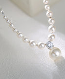 CIFEEO- Unique White Pearl Zircon Broken Silver Pendant Necklace ZZ003