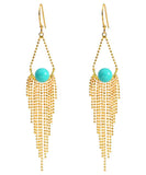 CIFEEO- Sterling Silver Overgild Turquoise Tassel Drop Earrings