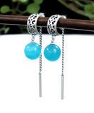 CIFEEO- Sterling Silver Gem Stone Tassel Drop Earrings