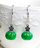 CIFEEO- Sterling Silver Jade Pumpkin Drop Earrings