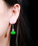 CIFEEO- Sterling Silver Jade Pumpkin Drop Earrings