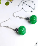 CIFEEO- Sterling Silver Jade Pumpkin Drop Earrings