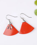 CIFEEO- Sterling Silver Triangular Cinnabar Drop Earrings