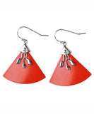 CIFEEO- Sterling Silver Triangular Cinnabar Drop Earrings