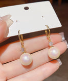 CIFEEO- Vogue Gold Copper Overgild Zircon Pearl Drop Earrings KX1037