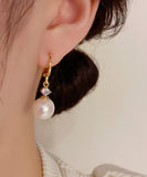 CIFEEO- Vogue Gold Copper Overgild Zircon Pearl Drop Earrings KX1037