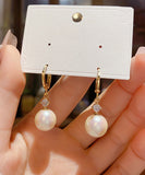 CIFEEO- Vogue Gold Copper Overgild Zircon Pearl Drop Earrings KX1037