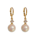 CIFEEO- Vogue Gold Copper Overgild Zircon Pearl Drop Earrings KX1037