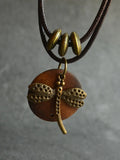 CIFEEO- Women Alloy Dragonfly Wooden Necklace