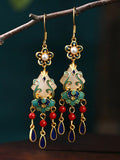 CIFEEO- Women Jade Enamel Alloy Tassel Earrings