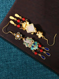 CIFEEO- Women Jade Enamel Alloy Tassel Earrings