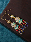 CIFEEO- Women Jade Enamel Alloy Tassel Earrings