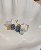 CIFEEO- Women Multicolour Copper Gem Stone Glass Hoop Earrings KX1002