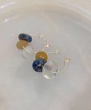 CIFEEO- Women Multicolour Copper Gem Stone Glass Hoop Earrings KX1002