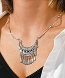 CIFEEO- Women Silk Sterling Silver Tassel Pendant Necklace DF1030