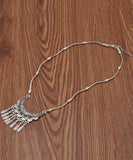 CIFEEO- Women Silk Sterling Silver Tassel Pendant Necklace DF1030