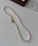 CIFEEO- Women White Sterling Silver Overgild Pearl Beading Gratuated Bead Necklace GH1021