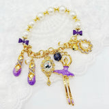 Cifeeo-vintage Valentines Gift Vintage Ballet Pearl Bracelet with Enchanting Charms in Purple for Girls and Women-Mom's Gift