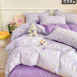 Cifeeo-2025 Spring Bedding Set Cute Rabbit Bedding Set Ins Style Floral Duvet Cover No Filler Pillowcases Flat Sheet Single Full Size Girls Bed Linens