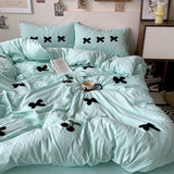 Cifeeo-Washed Cotton Bedding sets Bow Tie Duvet Cover bed sheets with Pillowcase Bedding Linens Set for Queen/King edredones de cama