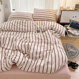 Cifeeo-Green Stripe Series Printed Soft Bedding Set Duvet Cover Bedclothes Bedspread Pillowcases Flat Sheets Comforter Sets for Girls