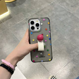 Cifeeo-gifts Colorful Polka Dot Bead Ring Buckle Phone Case