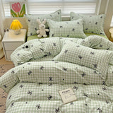 Cifeeo-2025 Spring Bedding Set Pink Grid Bedding Set 2025 New Green Blue Boys Girls Duvet Cover No Filler Pillowcase Flat Sheet Twin Queen Hotel Home Bedspread