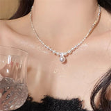 Cifeeo-Vintage Jewelry Y2K Style Kpop Vintage Love Heart Pendant Choker Necklace For Women Zircon Pearl Chain Party Aesthetic Jewelry Christmas Gift Hot Sale