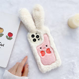 Cifeeo-gifts Plush Bow Long-Eared Rabbit Phone Case