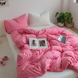 Cifeeo-INS Pink Series Duvet Cover set Pillow Case Bed Sheet Solid Color Quilt Covers Boy Kid Teen Girl Bedding Linens Set King Queen
