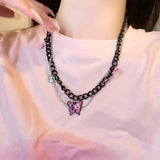 Cifeeo-Vintage Jewelry Y2K Style New Rainbow Lgbt Colorful Pin Necklace For Men Women Choker Unusual Y2k Vintage Jewelry Egirl Accessories Trend Gift