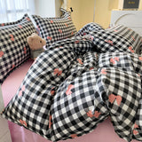 Cifeeo-2025 Spring Bedding Set Classic Plaid Bedding Set 2025 Blue Pink Twin Queen Duvet Cover Flat Sheet Pillowcase No Filler Girl Boys Hotel Home Bed Linens