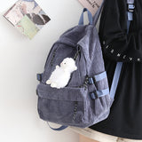 Cifeeo-back to school gifts Couple New Corduroy Women Backpack Female Korean Shoulder School Bag for Teens College Women's Travel Backpacks Laptop Computer