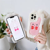 Cifeeo-gifts Plush Bow Long-Eared Rabbit Phone Case