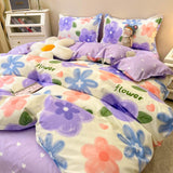 Cifeeo-2025 Spring Bedding Set Tulips Duvet Cover Set with Flat Sheet Pillowcases Fashion Twin Double Queen Size Bed Linen Soft Boys Girls Bedding Kit