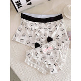 Cifeeo-Cute Couple Underwear Women Men Boxer Korean Panties Lover's Lingerie Set Print Boyfriend Girlfriend Gifts Lover Panty 2 Pieces