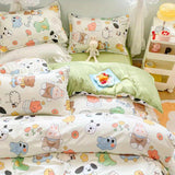 Cifeeo-2025 Spring Bedding Set Cute Cartoon Bedding Set New No Filler Ins Soft Duvet Cover Flat Sheet Pillowcases Twin Queen Size Girls Boys Comforter Cover