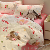 Cifeeo-2025 Spring Bedding Set Kawaii Bear Duvet Cover Set Boys Girl Fashion No Filler Single Full Size Flat Sheet Pillowcase Bedspread Soft Home Textile