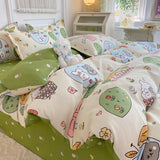 Cifeeo-2025 Spring Bedding Set Kawaii Bear Duvet Cover Set Boys Girl Fashion No Filler Single Full Size Flat Sheet Pillowcase Bedspread Soft Home Textile