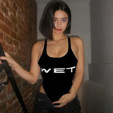 Cifeeo-Vintage 2024 New Women Sexy Spring Tank Tops Subtranslucent Slim Tops Letter Printed Women Racerback Vest Summer Clothes White Emo Girls