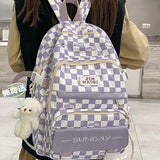 Cifeeo-back to school gifts Schoolbag For girls Junior High High appearance level large capacity Grid 2025 new elementary school Laptop Book Pack backpack