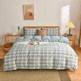 Cifeeo-100% Cotton Bedding Quilt Cover Set with Pillowcase Japan Style Grid  housse de couette 220x240 Duvet Cover set King Size